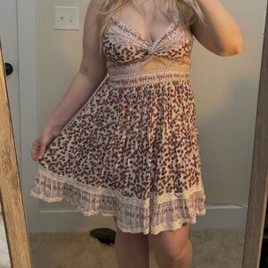 Angie Brown Tan Pleated Sundress